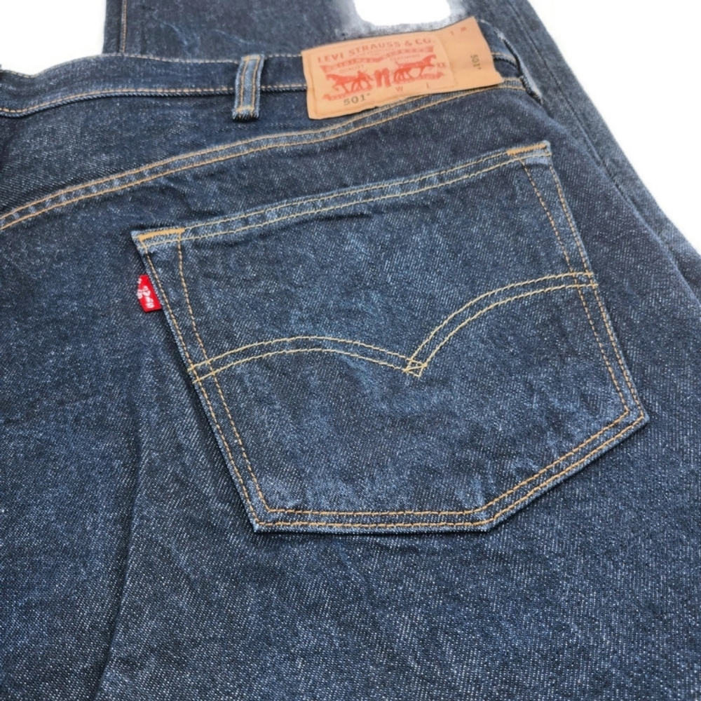 Levi's 501 Dark Blue 100% Cotton Button Fly Denim Jeans 48 X 30 - Picture 6 of 9